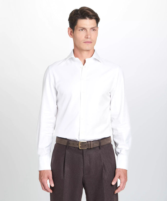 White Tailored Fit Twill Formal Shirt