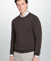 Chocolate Merino Wool Crew Neck Sweater