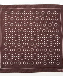 Burgundy Red & Neutral Flower Monogram Printed Silk Pocket Square