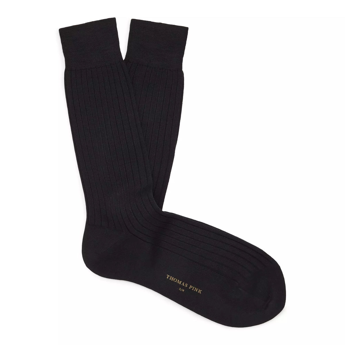 Black Mid Length Ribbed Merino Wool Socks