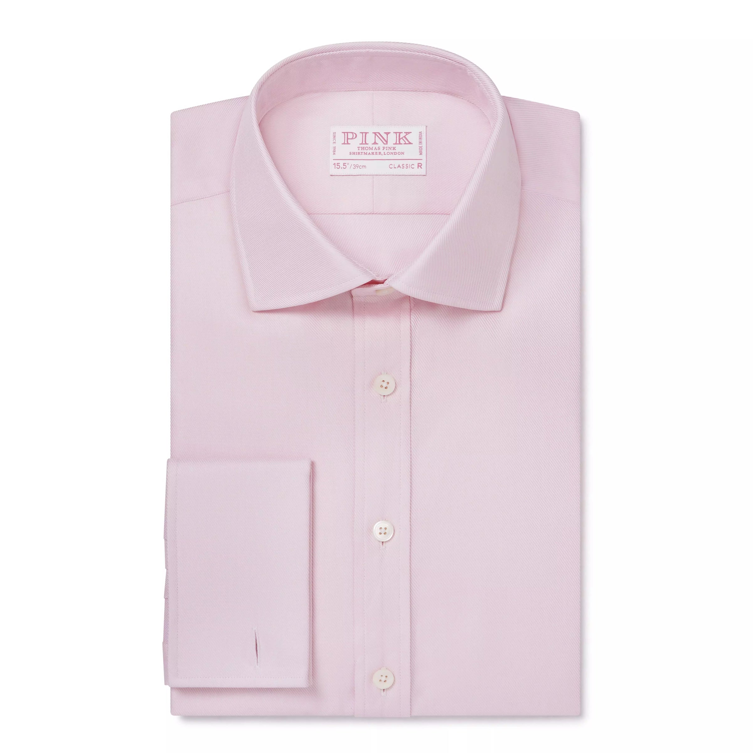 Pale Pink Classic Fit Double Cuff Royal Twill Formal Shirt