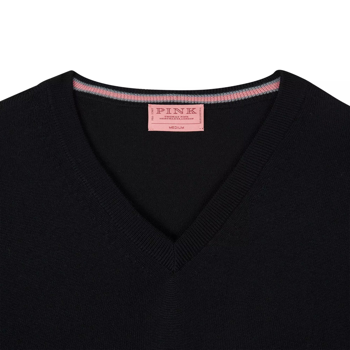 Black Merino Wool V-Neck Sweater