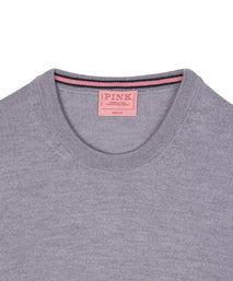 Pale Grey Merino Wool Crew Neck Sweater