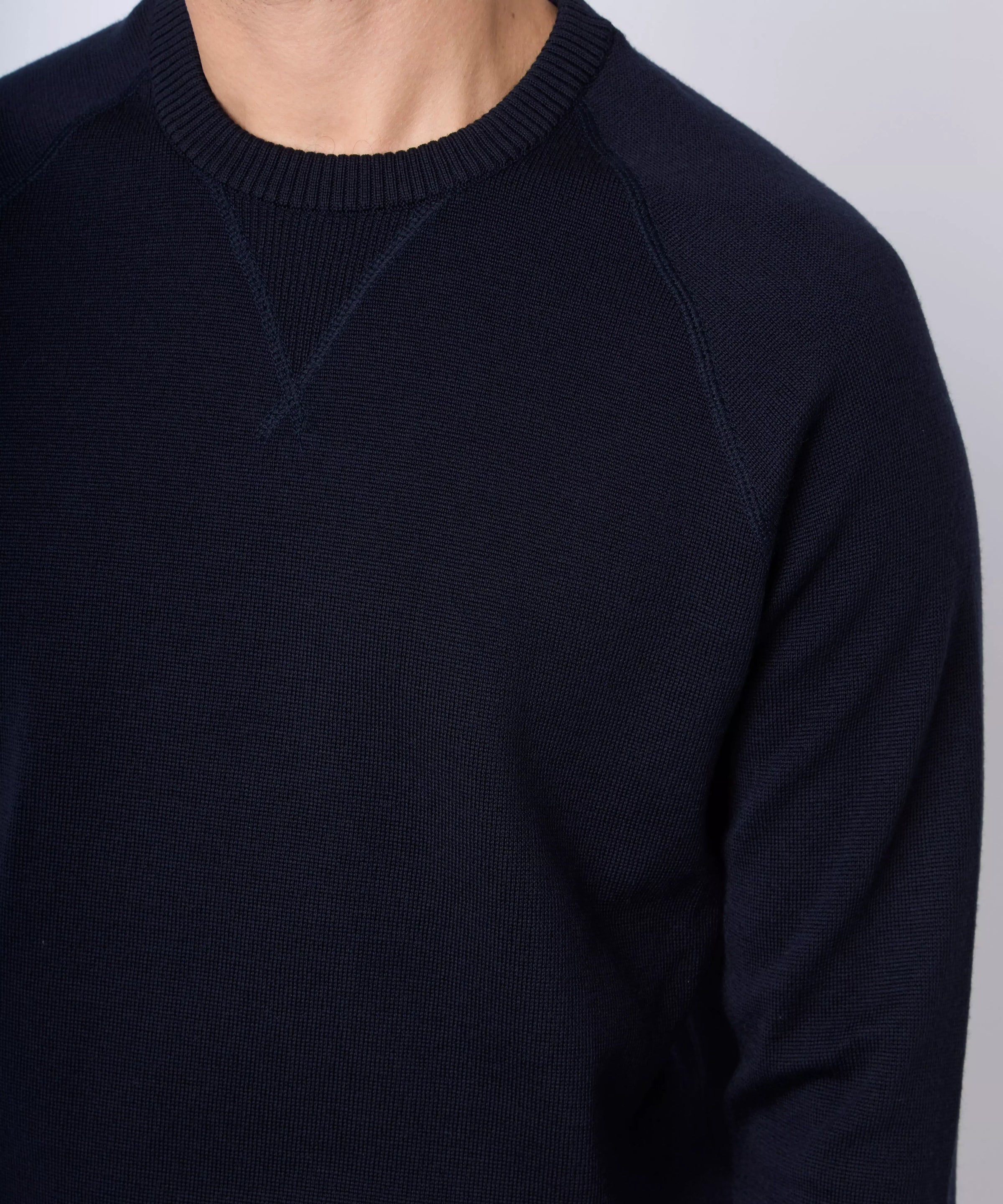 Navy Blue Knitted Crew Neck Sweatshirt