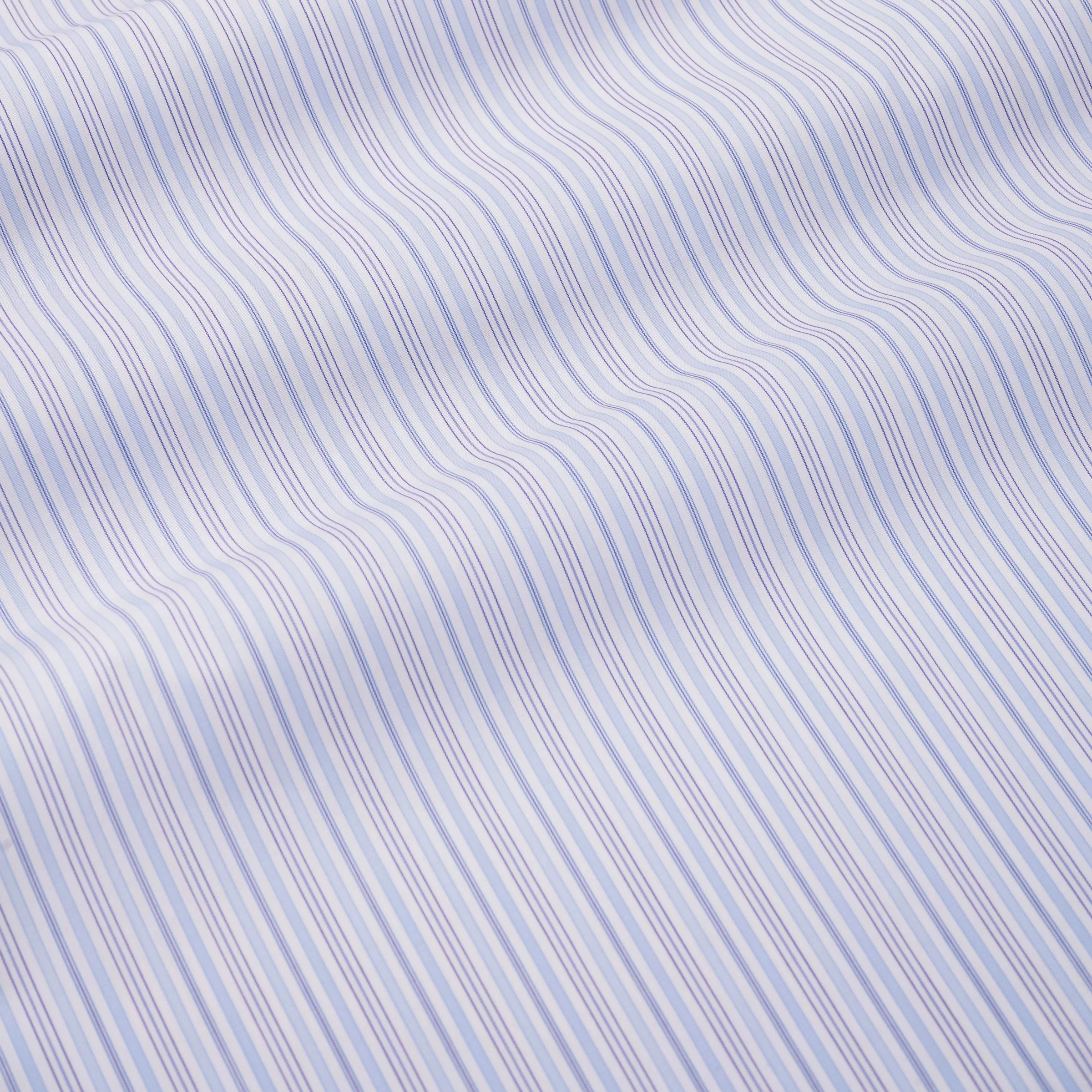Blue & White Slim Fit Supraluxe Multi Stripe Formal Shirt