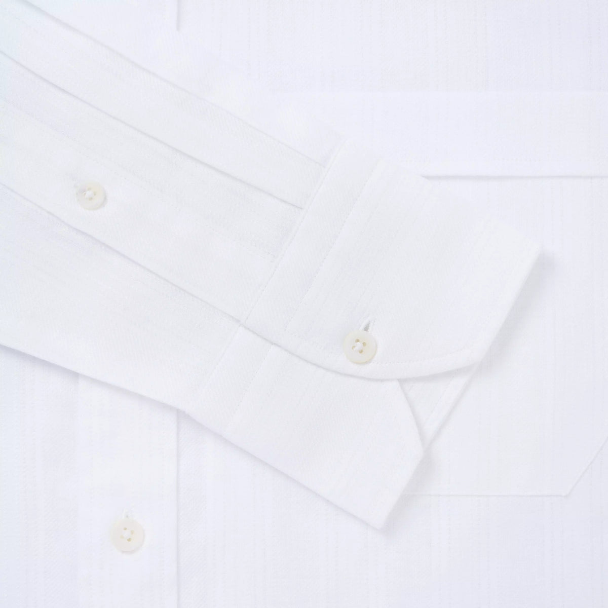 White Classic Fit Smart Casual Button Down Collar Linen Tonal Stripe Shirt