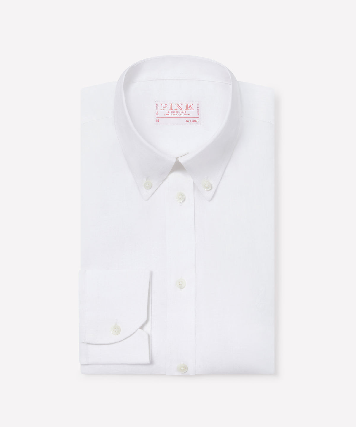 White Tailored Fit Essential Linen Button Down Smart Casual Shirt
