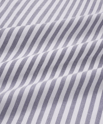 Navy Blue & White Tailored Fit Smart Casual Striped Oxford Shirt